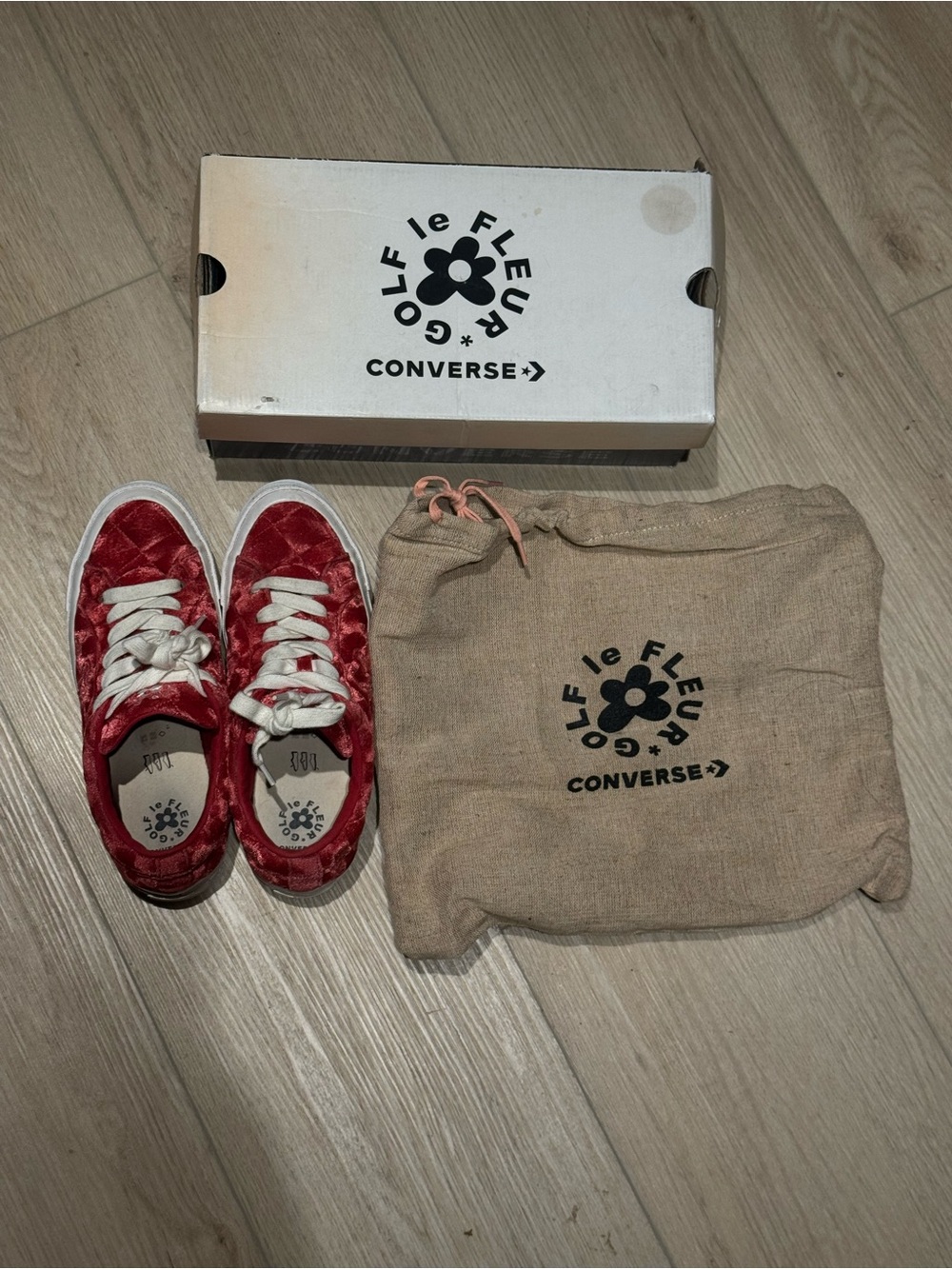 Golf Le Fleur x Converse One Star Quilted Velvet Cherry - Men Size 7
